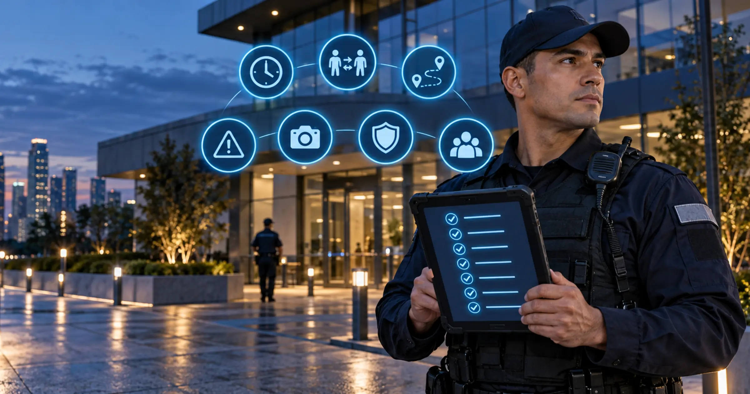 Security guard completing a daily activity report