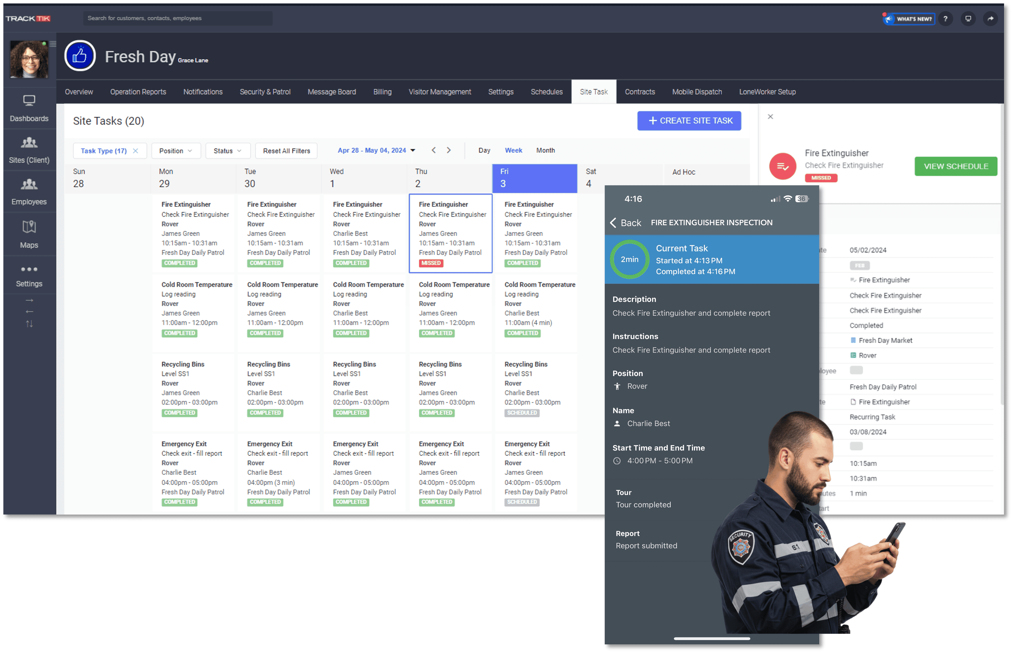 site tasks screenshot