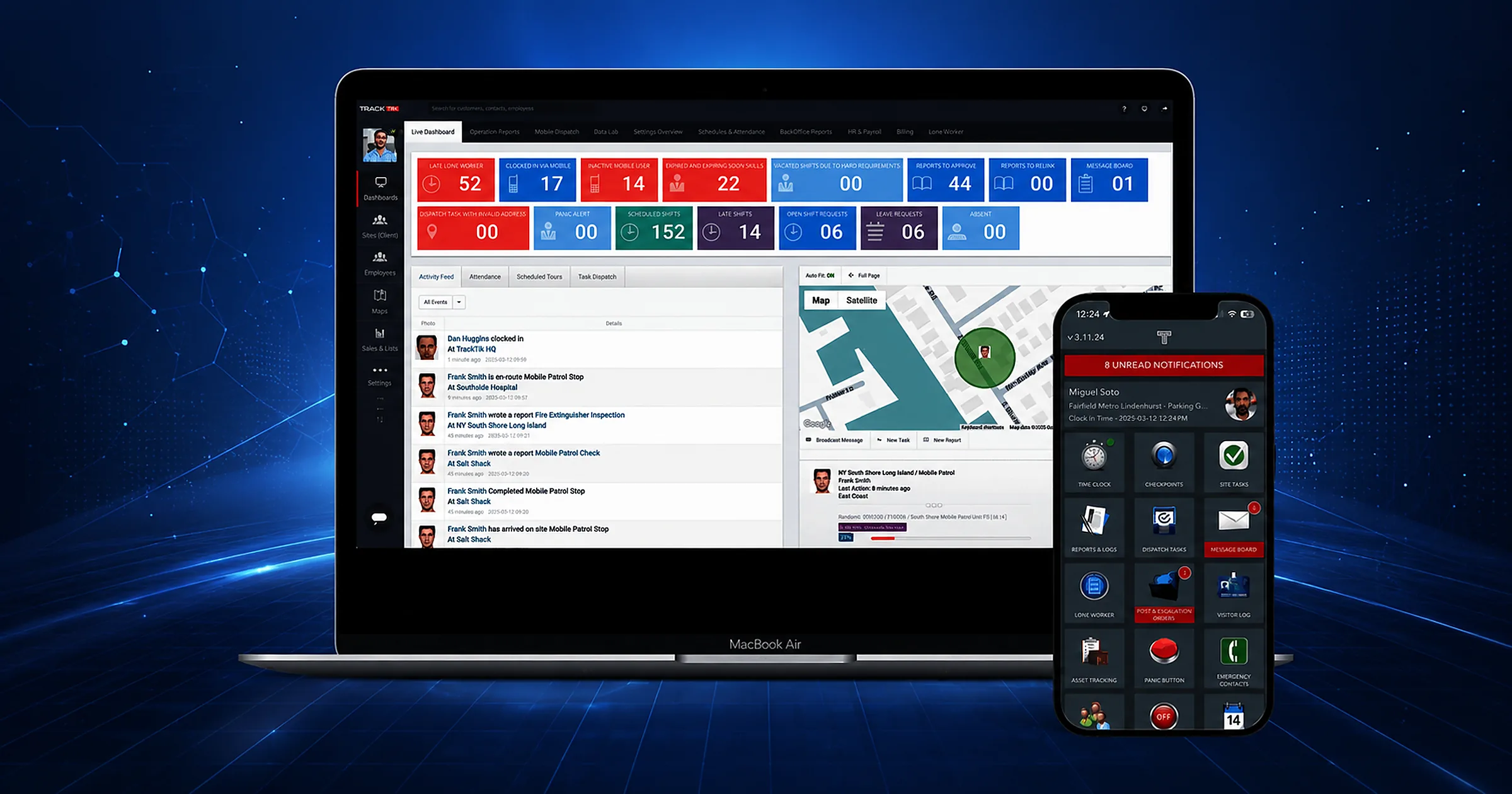 TrackTik dashboard for security workforce management