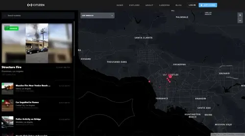 5 Intelligence Gathering Tools To Improve Your Security Risk Assessments 14 Citizen app showing real-time incident alerts in a local area