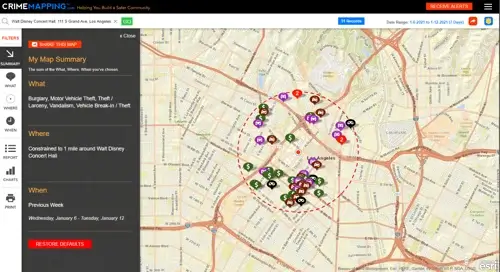 5 Intelligence Gathering Tools To Improve Your Security Risk Assessments 13 Crimemapping.com map showing reported crime incidents near a property