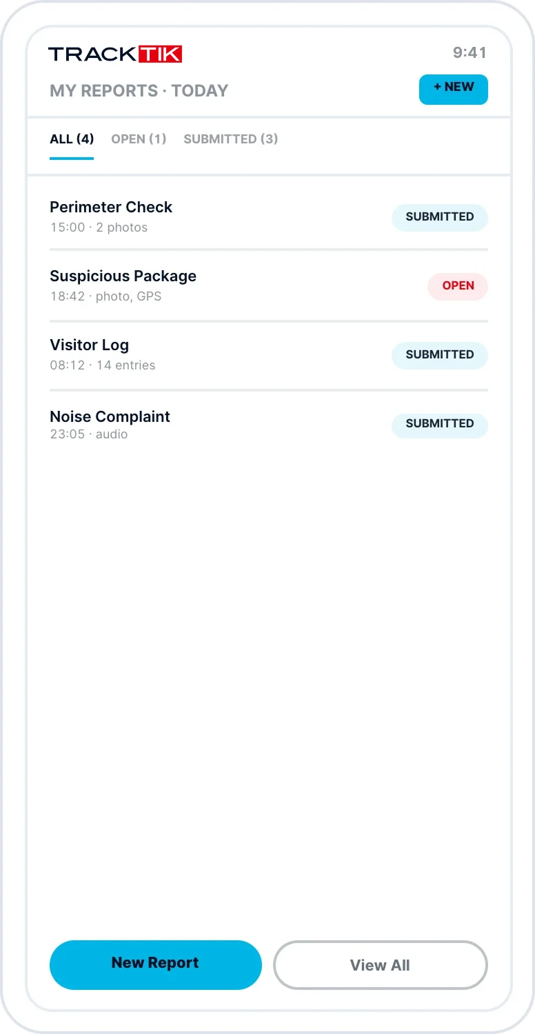 Security Incident Reporting 6 TrackTik incident reporting app on an Android and iOS compatible handset
