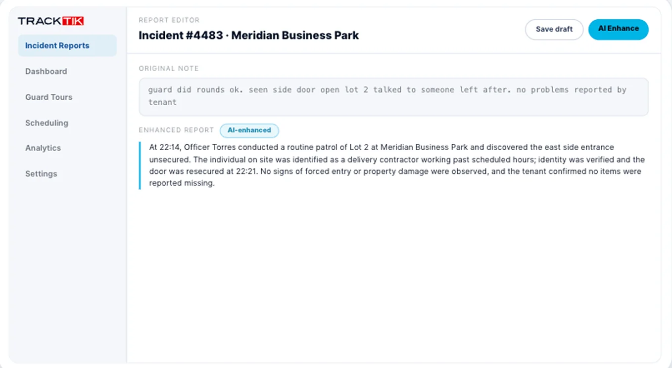 Reportpro Ai 2 ReportPro AI rewriting rough shift notes into a structured, professional report