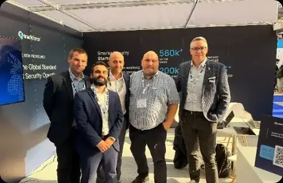 Careers 1 Trackforce team members at an industry tradeshow booth
