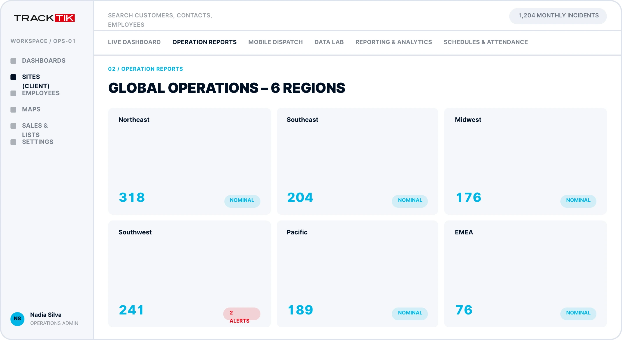 Command Center 6 tracktik global multi region security operations software