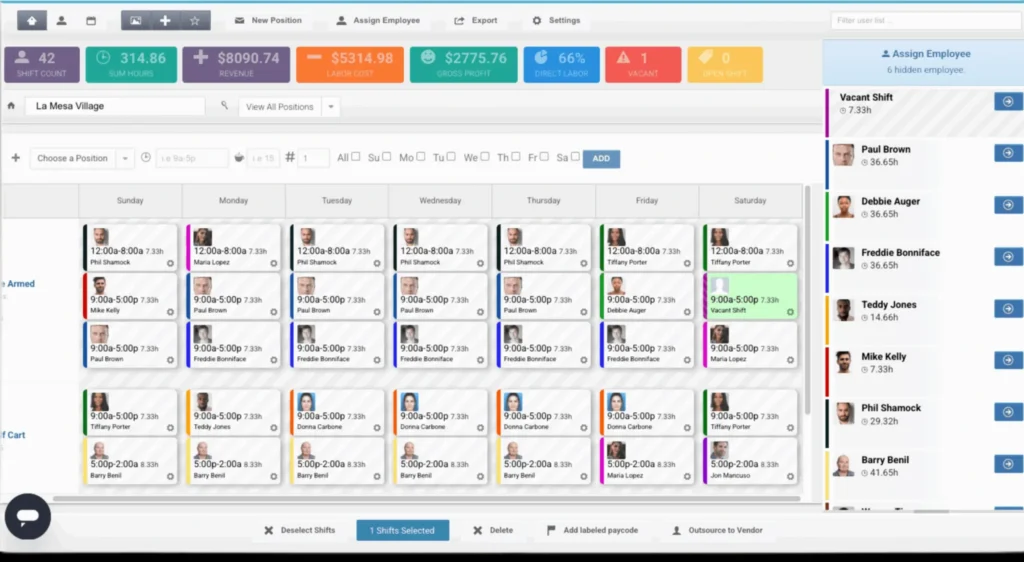 TrackTik guard scheduling board with overtime alerts and shift templates