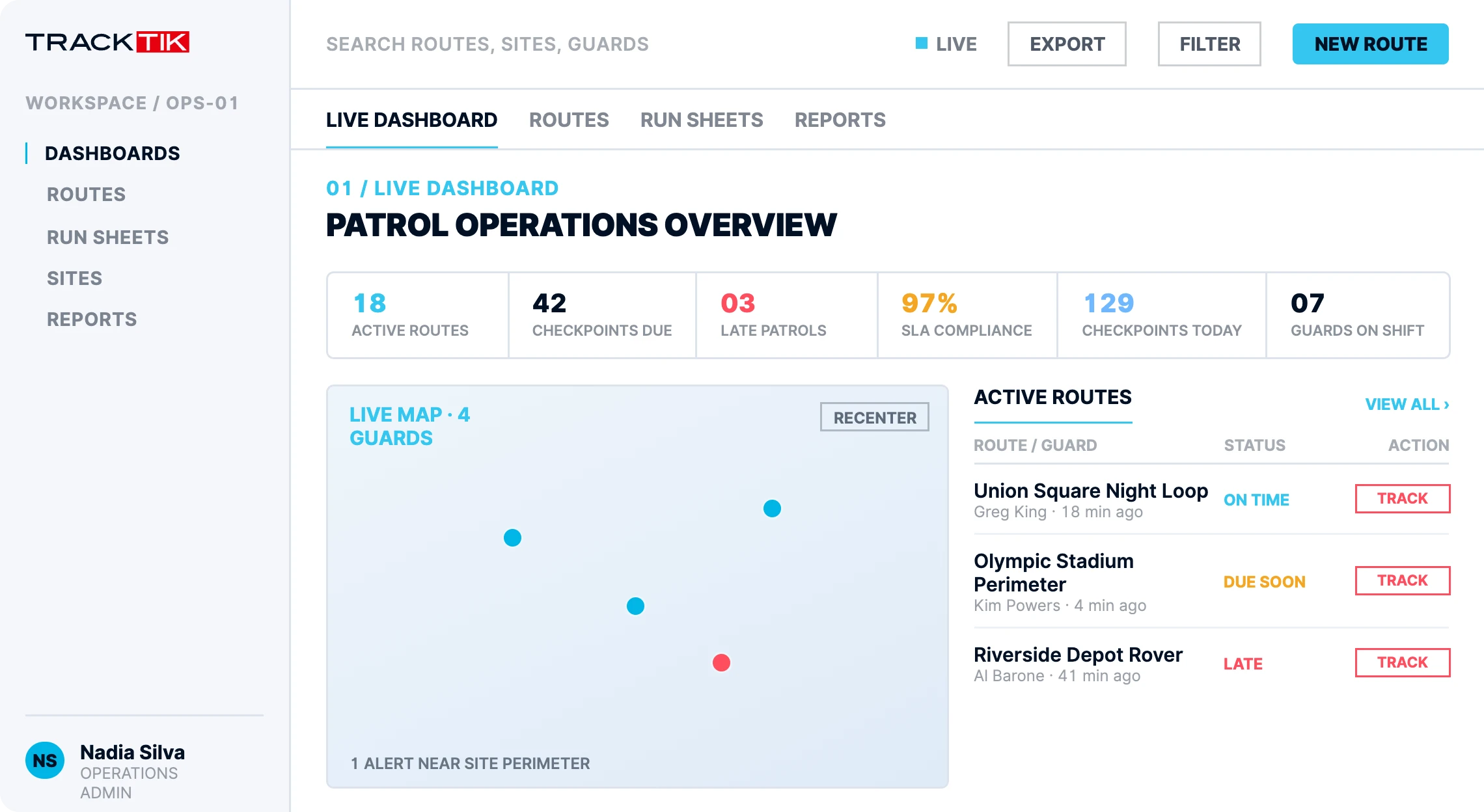 Mobile Patrol 1 tracktik mobile patrol live operations dashboard 1